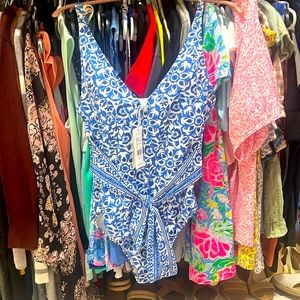 Vineyard Vines swimwear bathing suit one piece swim medium ladies katama tile